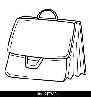 Aktentasche, Business Diplomat, Business Bag. Doodle. Handgezeichnete schwarz-weiße Vektorgrafik. Designelemente werden auf weißem Hintergrund isoliert Stock Vektor