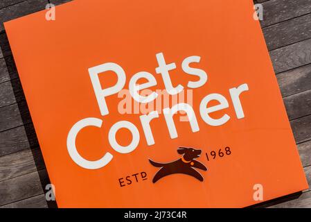 Logo der britischen Haustierfachkette Pets Corner Stockfoto