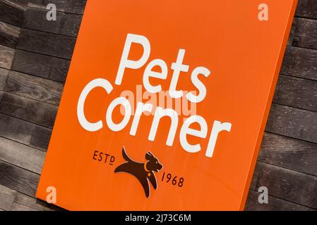 Logo der britischen Haustierfachkette Pets Corner Stockfoto