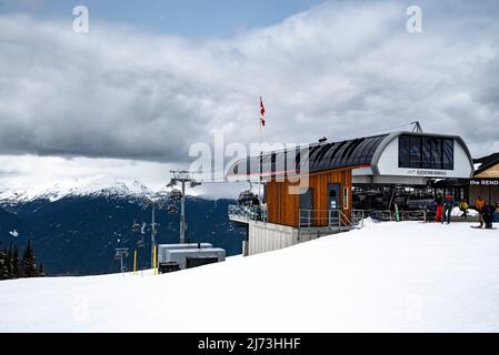 Whistler Blackcomb ist ein Skigebiet in Whistler, British Columbia, Kanada. Durch viele Maßnahmen ist es das größte Skigebiet in Nordamerika und h Stockfoto