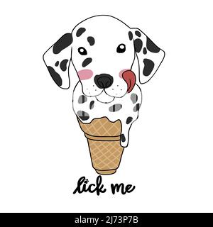 Dalmatinisches Eis lecken mich Cartoon Vektor Illustration Stock Vektor