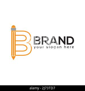 Vektor mit dem B-Bleistift-Logo. Flaches Design. Vektorgrafik auf weißem Hintergrund Stock Vektor