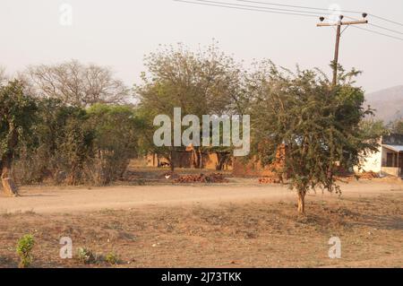 Kleines Afrikanisches Dorf, Chikwawa District, Malawi Stockfoto