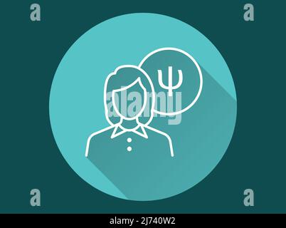 Symbol für psychologische Hilfe. Einfache Illustration mit langem Schatten für Grafik- und Webdesign. Stock Vektor