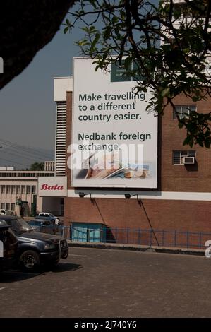 Anzeige für Devisenkreisen bei Nedbank, Blantyre, Malawi, Afrika Stockfoto