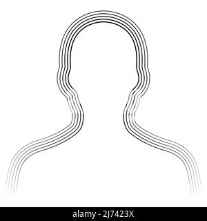 Menschliche Büste Silhouette Avatar, Büste Form parallelen Linien, menschliche Chakra Aura Strahlung der Energie Stock Vektor