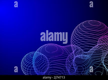 Technologie abstrakt mit chemischem Schaum oder Kugelformen Drahtgestell. Stock Vektor