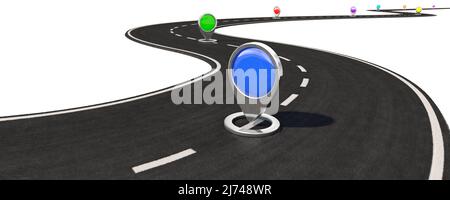 Navigationspunkte auf der Straße Stockfoto