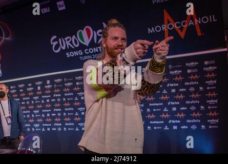 Sam Ryder (Sopace man) Vereinigtes Königreich während des Eurovision Song Contest 2022, einer Künstler-Pressekonferenz, am 05. Mai 2022 im Pala Alpitour in Turin, Italien. Foto Nderim KACELI Stockfoto