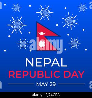 Banner zum Tag der Republik Nepal. Nationalfeiertag am 29. Mai. Vektor-Vorlage für Typografie Poster, Flyer, Postkarte, etc. Stock Vektor