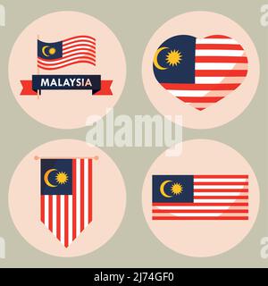 malaysia fahnden Unabhängigkeitstag Stock Vektor