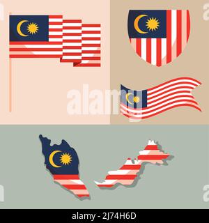 Tag der Unabhängigkeit Flaggen malaysia Stock Vektor