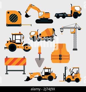 Baumaschinen und -Werkzeuge Stock Vektor