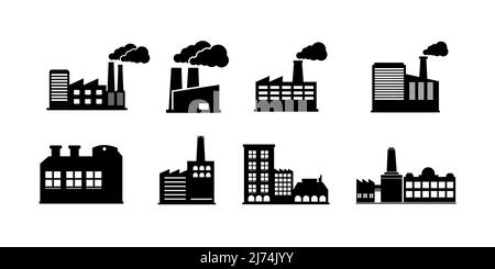 Industriegebäude, Fabriken und Kraftwerke Stock Vektor