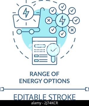 Auswahl an Energieoptionen türkisfarbenes Konzeptsymbol Stock Vektor