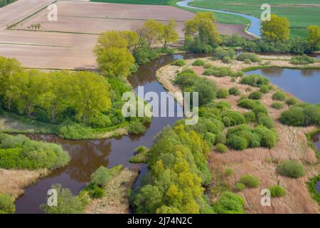 Naturschutzgebiet Haaler Au, Luftaufnahme, 05/10/2020, Deutschland, Schleswig-Holstein Stockfoto