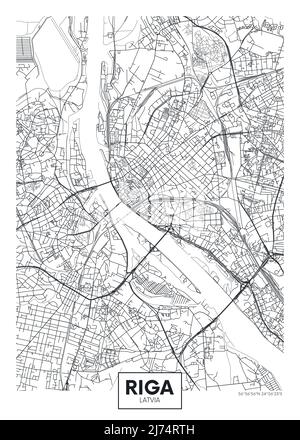 Stadtplan Riga, Reise Vektor Poster Design Stock Vektor