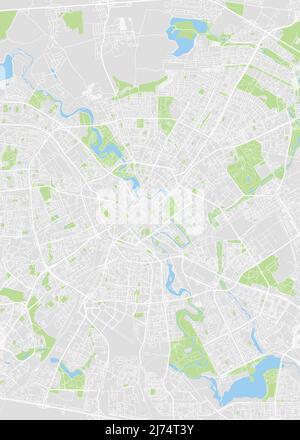Stadtplan Minsk, Farb-Detailplan, Vektorgrafik Stock Vektor