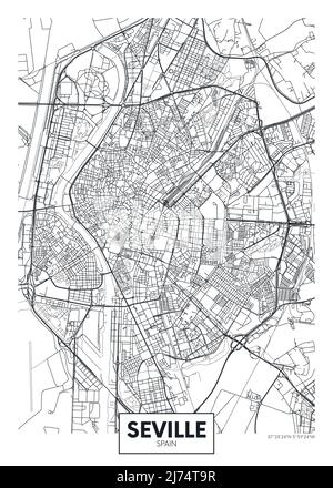 Stadtplan Sevilla, Reise Vektor Poster Design Stock Vektor