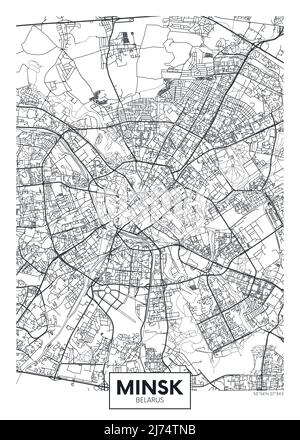 Stadtplan Minsk, Reise Vektor Poster Design Stock Vektor