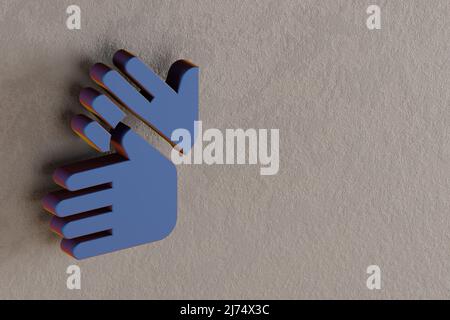 Schöne abstrakte Illustrationen Blue Sign Language Symbol-Symbole auf einem Wandhintergrund. 3D Rendering-Illustration. Hintergrundmuster für Design. Stockfoto