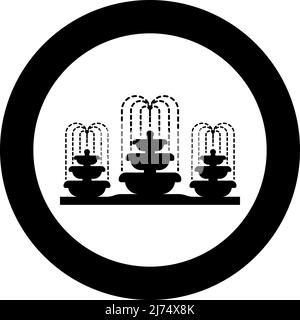 Brunnen Stream Symbol im Kreis rund schwarz Farbe Vektor Illustration Bild solide Umriss Stil einfach Stock Vektor