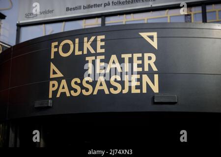 Oslo, Norwegen. 29. April 2022: Folketeateret ist ein privater Musik- und Theaterort im Zentrum von Oslo. Der Veranstaltungsort wurde zuvor als Hauptbühne für genutzt Stockfoto