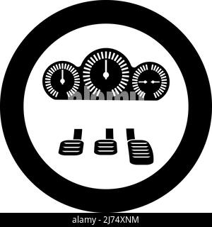 Armaturenbrett Pedale Symbol im Kreis rund schwarz Farbe Vektor Illustration Bild solide Umriss Stil einfach Stock Vektor