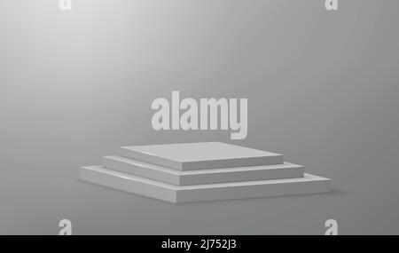 3D realistisches quadratisches Podium oder Podest auf leerem Studiohintergrund. Modell für Produktpräsentationen Stock Vektor