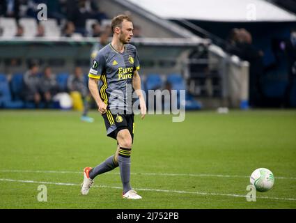 Fredrik Aursnes von Feyenoord während des Halbfinalspiels der UEFA Europa Conference League zwischen Olympique de Marseille (OM) und Feyenoord Rotterdam am 5. Mai 2022 im Stade Velodrome in Marseille, Frankreich - Foto Jean Catuffe / DPPI Stockfoto