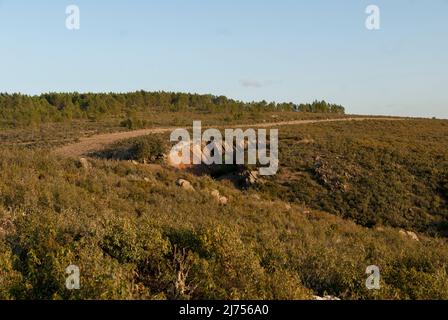 Verkauf von Schiefer in den Bergen, alte Schiefersteinbergwerk, Pizarral Stockfoto