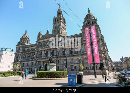 Glasgow City Chambers und George Square, Glasgow, Schottland, Großbritannien Stockfoto