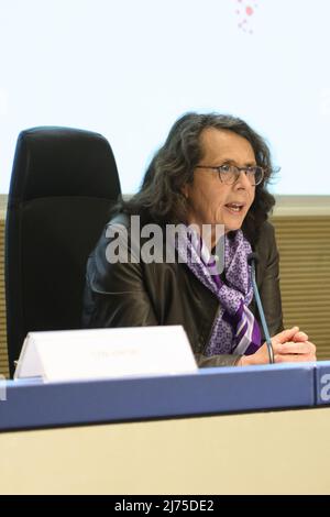 Marina Sereni (stellvertretende Ministerin für auswärtige Angelegenheiten und internationale Zusammenarbeit) während der Pressekonferenz zur Präsentation der Codeway - Cooperation Development Expo auf der Farnesina, 6.. Mai 2022, Rom Italien Stockfoto