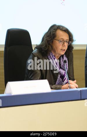 Marina Sereni (stellvertretende Ministerin für auswärtige Angelegenheiten und internationale Zusammenarbeit) während der Pressekonferenz zur Präsentation der Codeway - Cooperation Development Expo auf der Farnesina, 6.. Mai 2022, Rom Italien Stockfoto