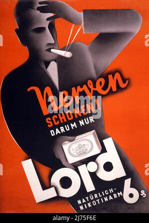 Nerven schonen! Darum nur Lord von Max Bittroof (1890-1972). Poster veröffentlicht ca. 1930 in Deutschland. Stockfoto