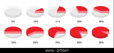 infografik zu 3D Prozent. Vektor-Rundkarte auf weißem Hintergrund Stock Vektor