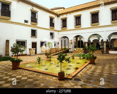 Innenhof des Archäologischen Museums von Cordoba, ehemaliger Palast des Paez de Castillejo - Cordoba, Spanien Stockfoto