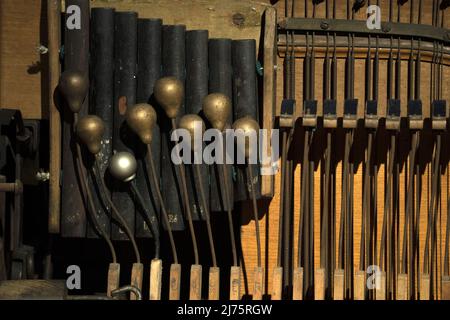 Griff Kurbeln Spinet Organ Detail Stockfoto