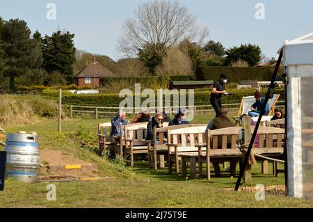 Brancaster Staithe, Norfolk, Großbritannien - 18. April 2021: Mit Blick auf die Wattflächen, norfolk Stockfoto