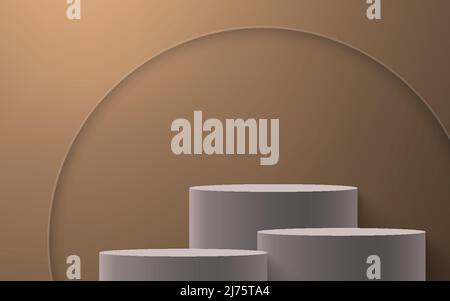 3D realistisches Podium oder Podest auf goldenem Hintergrund. Modell für Produktpräsentationen Stock Vektor