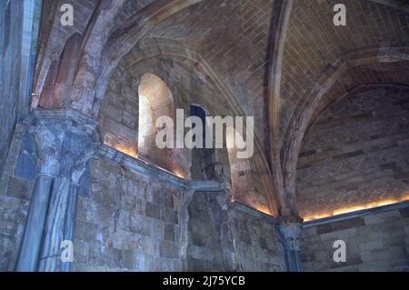 Castel del monte, gewölbte Decke, Region Apulien, Italien. Stockfoto