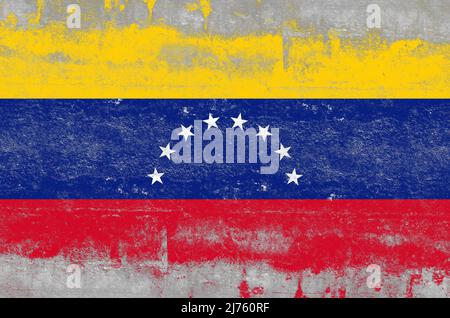 Venezuela Flagge auf einem verzweifelten alten Eisenblech gemalt Stockfoto