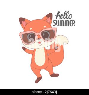Cute Fox bereit für den Sommer, Cartoon-Vektor Stock Vektor