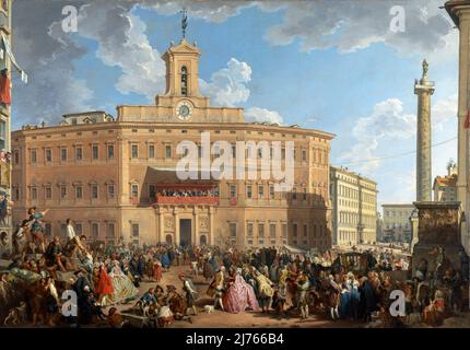 Die Lotterie auf der Piazza di Montecitorio von Giovanni Paolo Panini (1691-1765), Öl auf Leinwand, 1743-4 Stockfoto