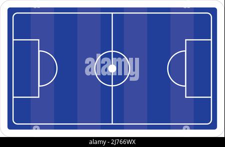 Draufsicht auf den Fußballplatz oder Fußballplatz in blauer Farbe, Vektorgrafik. Modernes Design Stock Vektor