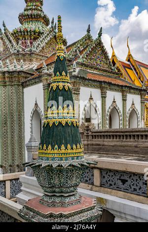 Phra Wiharn Yod, Versammlungshalle, Königlicher Palast, Großer Palast, Wat Phra Kaeo, Tempel des Smaragdbuddhas, Bangkok, Thailand, Asien Stockfoto