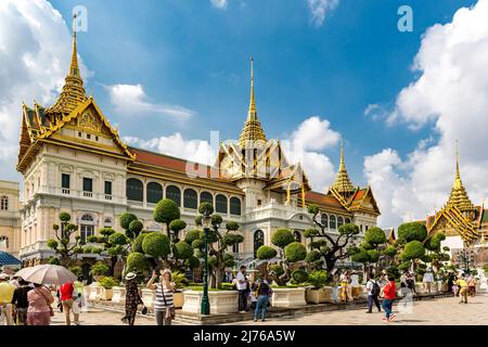 Chakri Maha Prasat, Residenz des Königs von Thailand, Königlicher Palast, großer Palast, Wat Phra Kaeo, Tempel des Smaragd-Buddha, Bangkok, Thailand, Asien Stockfoto