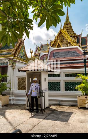 Palastwächter, Königlicher Palast, großer Palast, Wat Phra Kaeo, Tempel des Smaragd-Buddha, Bangkok, Thailand, Asien Stockfoto