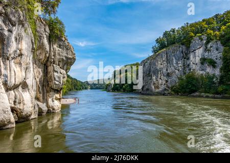 Deutschland, Kelheim, Weltenburg verengt sich, Donaudurchbruch, Stockfoto