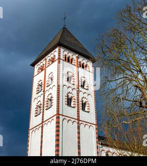 Deutschland, Lahnstein, Kirchturm St. Johannis in Niederlahnstein. Stockfoto